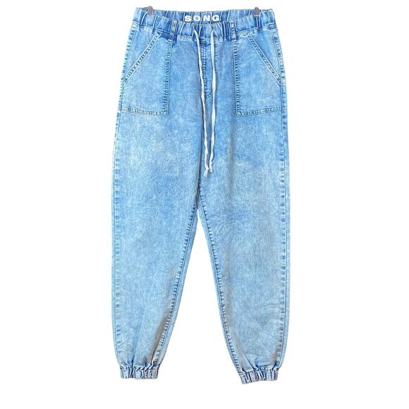 S.O.N.G Womens Jeans Blue Denim Pull On Relaxed High Rise Jogger Stretch 9/29 - Picture 1 of 10